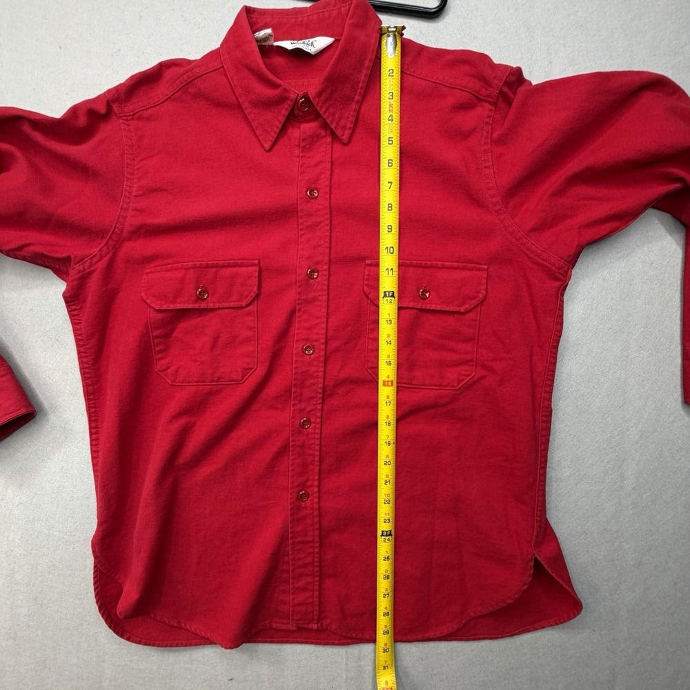 Vintage 70/80s Woolrich Red Cotton Canvas Chamois Shacket Work Shirt USA Made XL - Picture 7 of 8